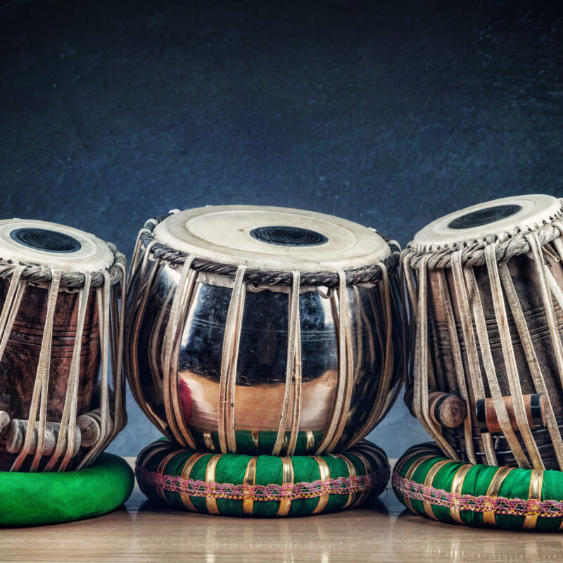 Tabla drums Indian classical music instrument on the table